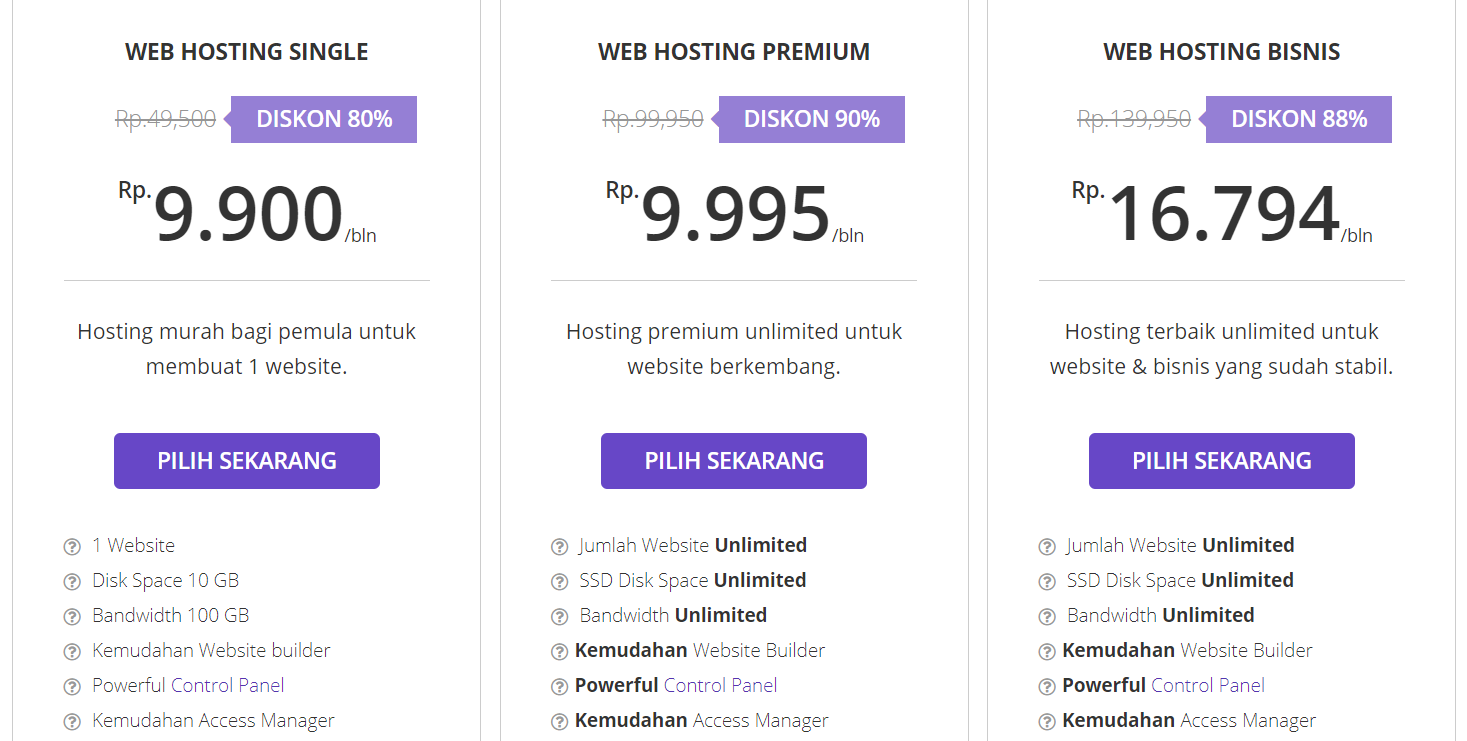 Paket web hosting Hostinger