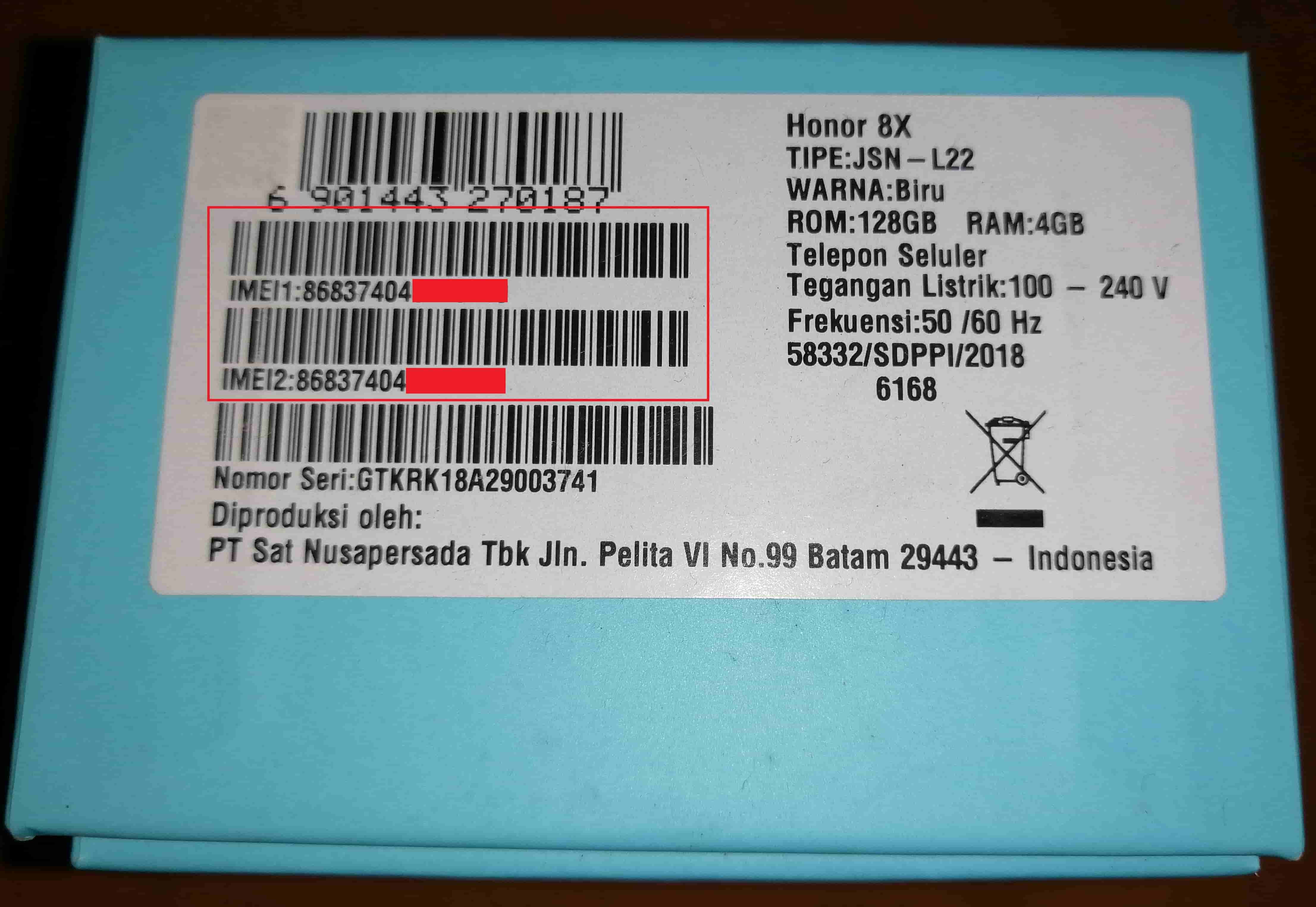 Cara Melihat Nomor IMEI pada Dus / Kotak HP